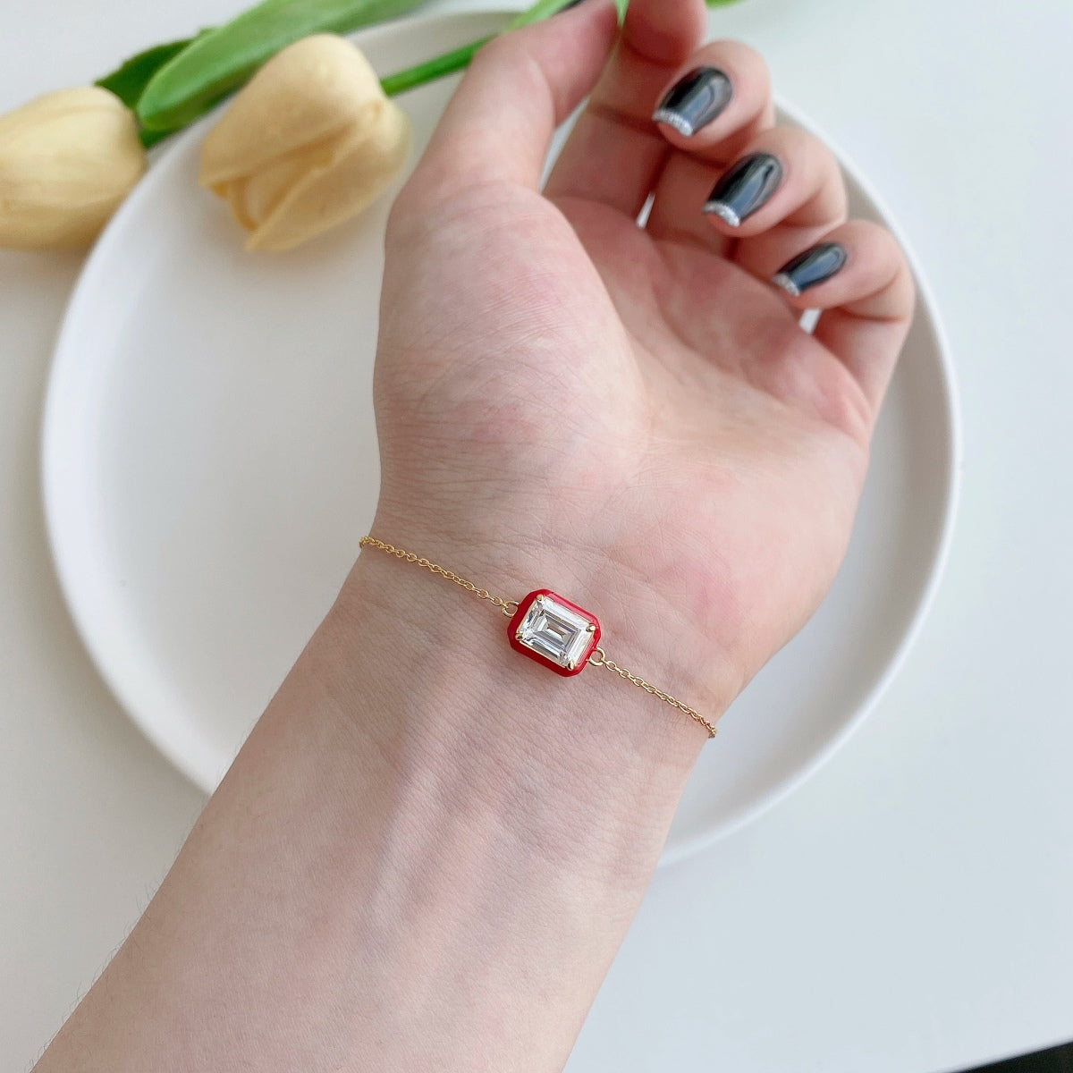 [LuckyStar]2.0 Carat Sparkling Colorful Emerald Cut Daily Bracelet