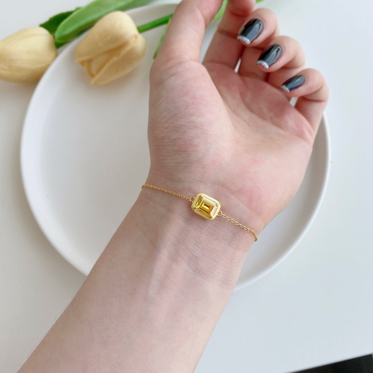 [LuckyStar]2.0 Carat Sparkling Colorful Emerald Cut Daily Bracelet