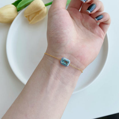 [LuckyStar]2.0 Carat Sparkling Colorful Emerald Cut Daily Bracelet