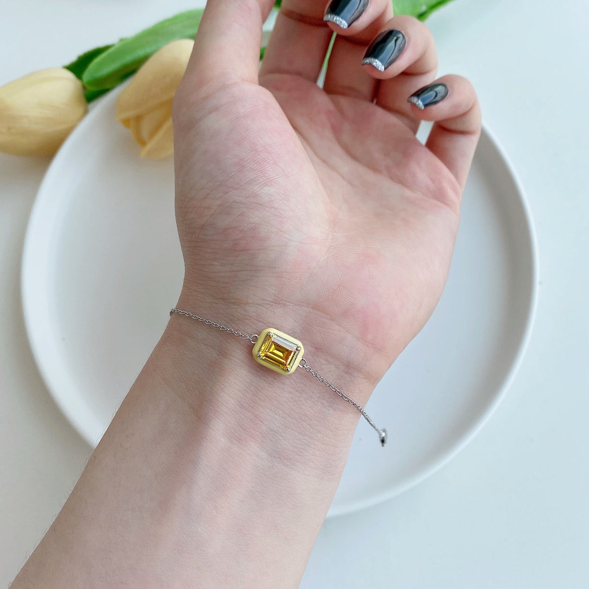 [LuckyStar]2.0 Carat Sparkling Colorful Emerald Cut Daily Bracelet