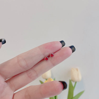 [LuckyStar]Sparkling Colorful Round Shape Earrings
