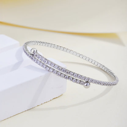 [LuckyStar]Row of Diamonds Round Fashion Bracelet