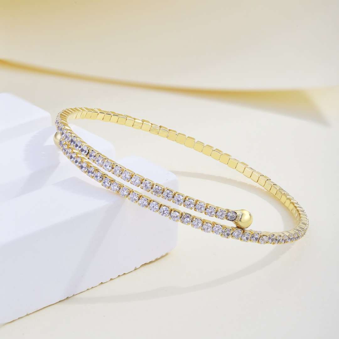 [LuckyStar]Row of Diamonds Round Fashion Bracelet