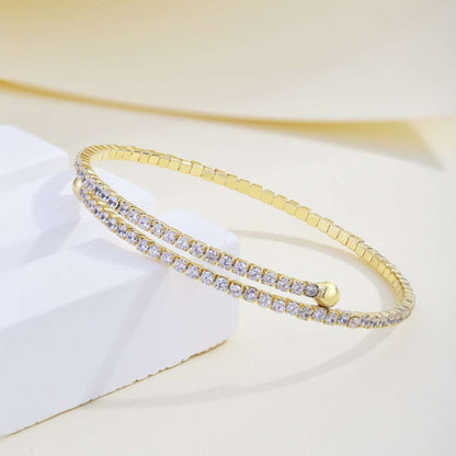 [LuckyStar]Row of Diamonds Round Fashion Bracelet