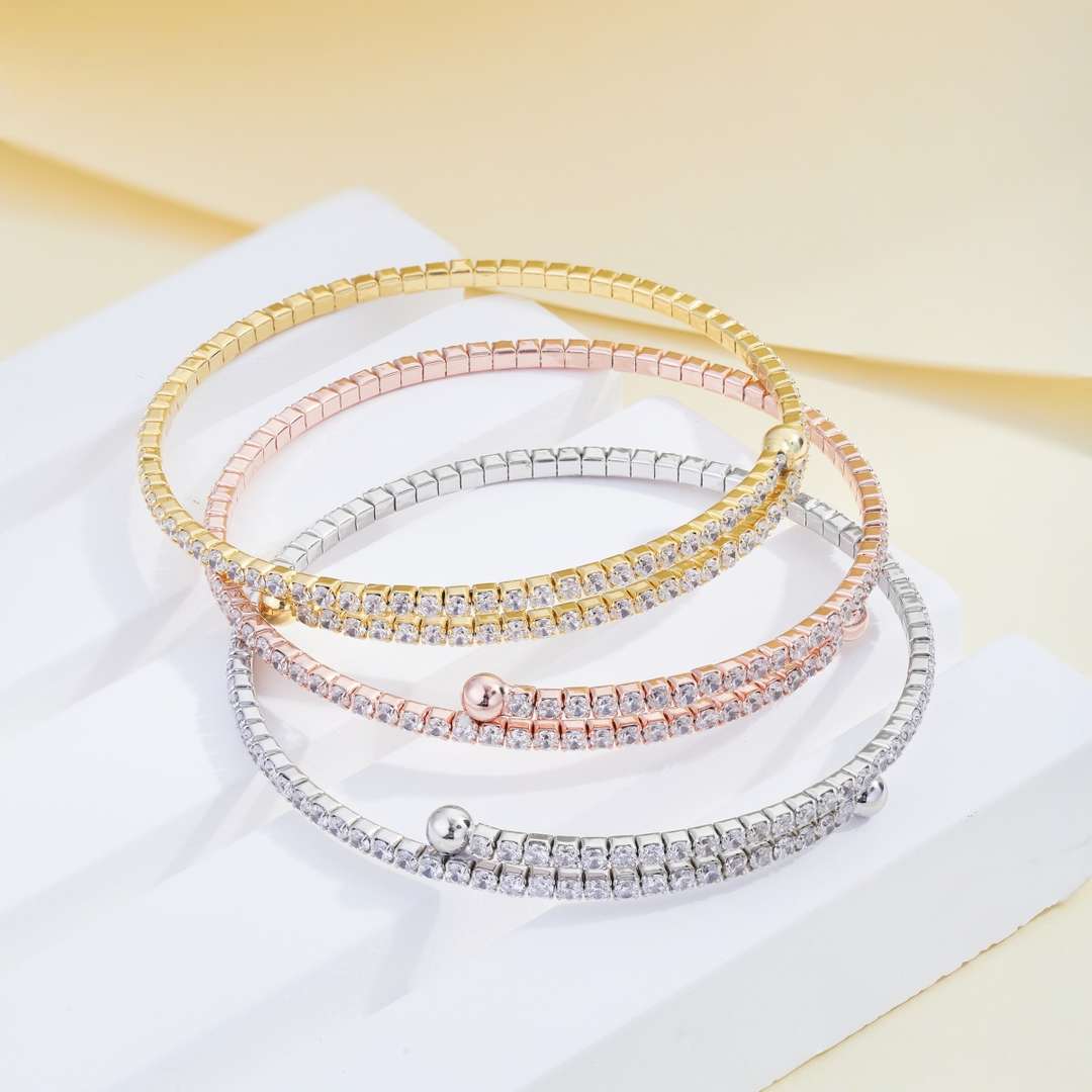 [LuckyStar]Row of Diamonds Round Fashion Bracelet