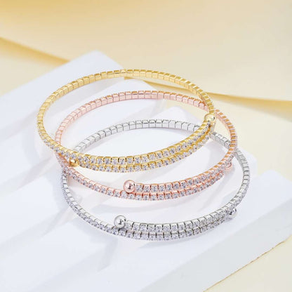[LuckyStar]Row of Diamonds Round Fashion Bracelet