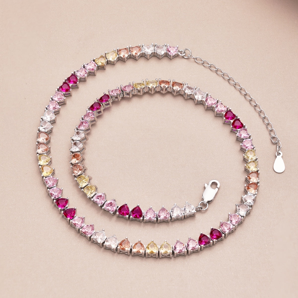 [LuckyStar]Sparkling Colorful Full Heart Tennis Necklace