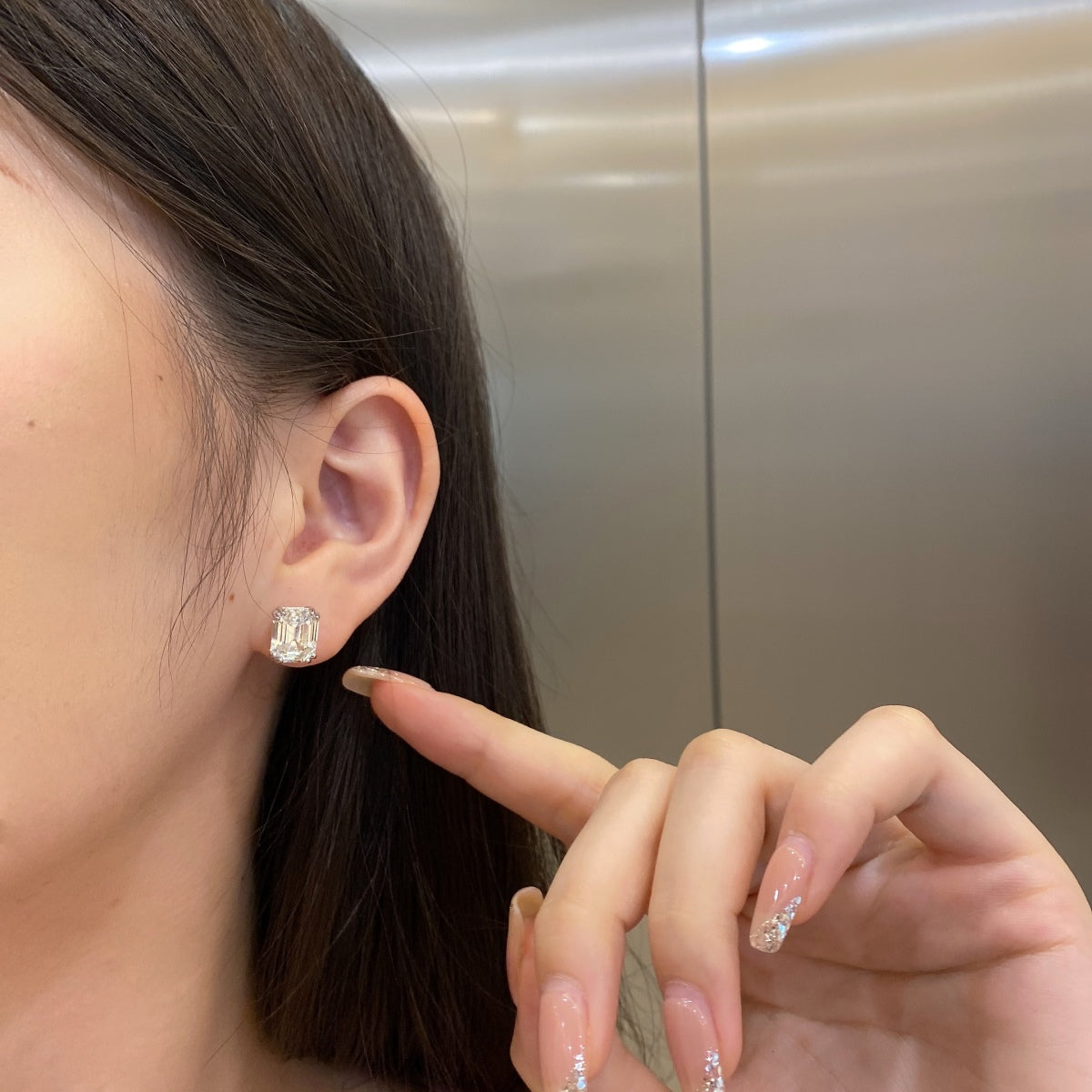 [LuckyStar]Dazzling Square Shape Earrings