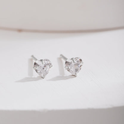 [LuckyStar]Sparkling Heart Shaped Simple Earrings