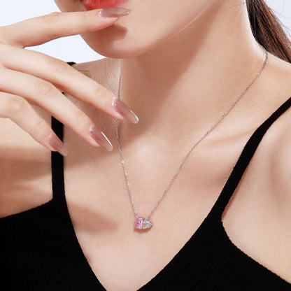 [LuckyStar]Dazzling Square & Heart Shape Necklace