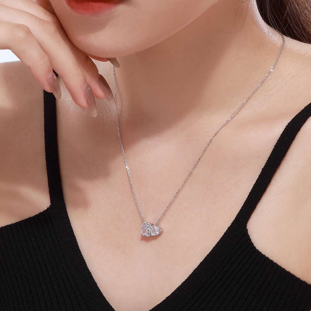 [LuckyStar]Dazzling Square & Heart Shape Necklace