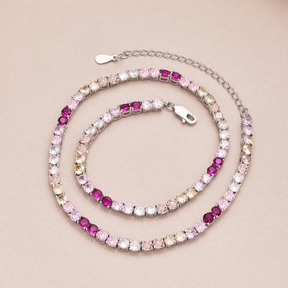 [LuckyStar]Delicate Colorful Tennis Necklace