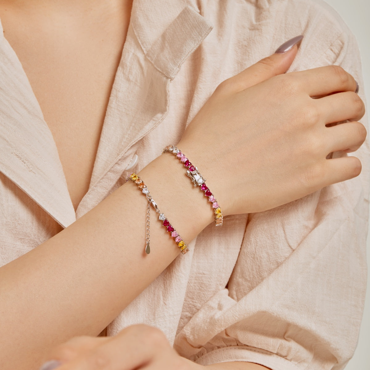 [LuckyStar]Luxurious Colorful Romantic Heart Shape Lover Bracelet