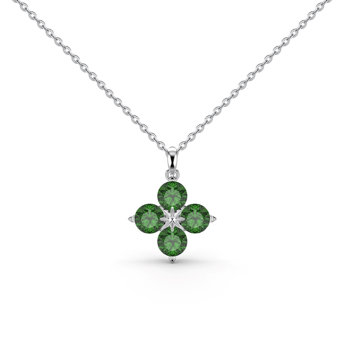 [LuckyStar]Halskette mit vierblättrigem Kleeblatt und achtzackigem Stern