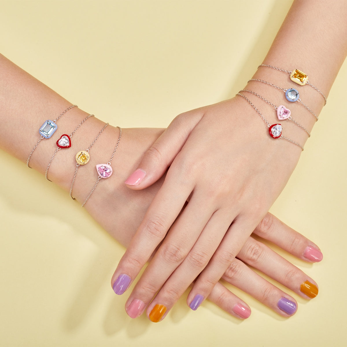 [LuckyStar]2.0 Carat Sparkling Colorful Emerald Cut Daily Bracelet