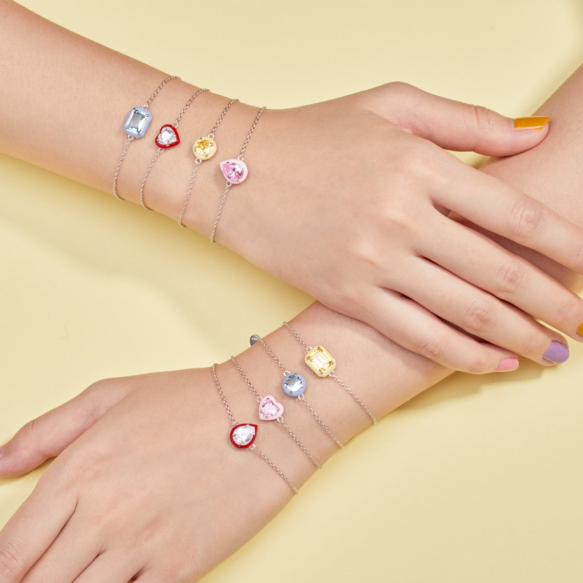 [LuckyStar]2.0 Carat Sparkling Colorful Emerald Cut Daily Bracelet