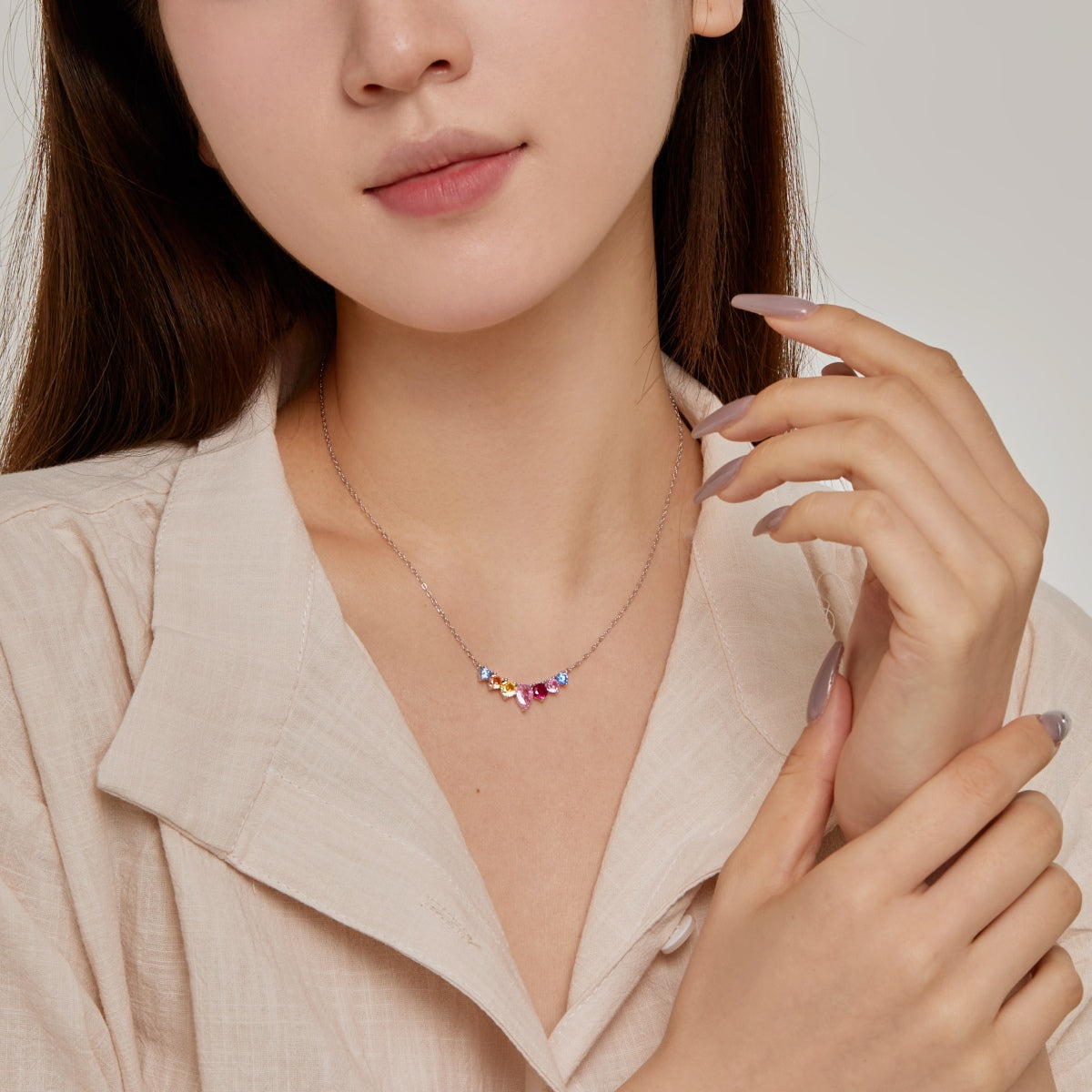 [LuckyStar]Dainty Colorful Heart Necklace