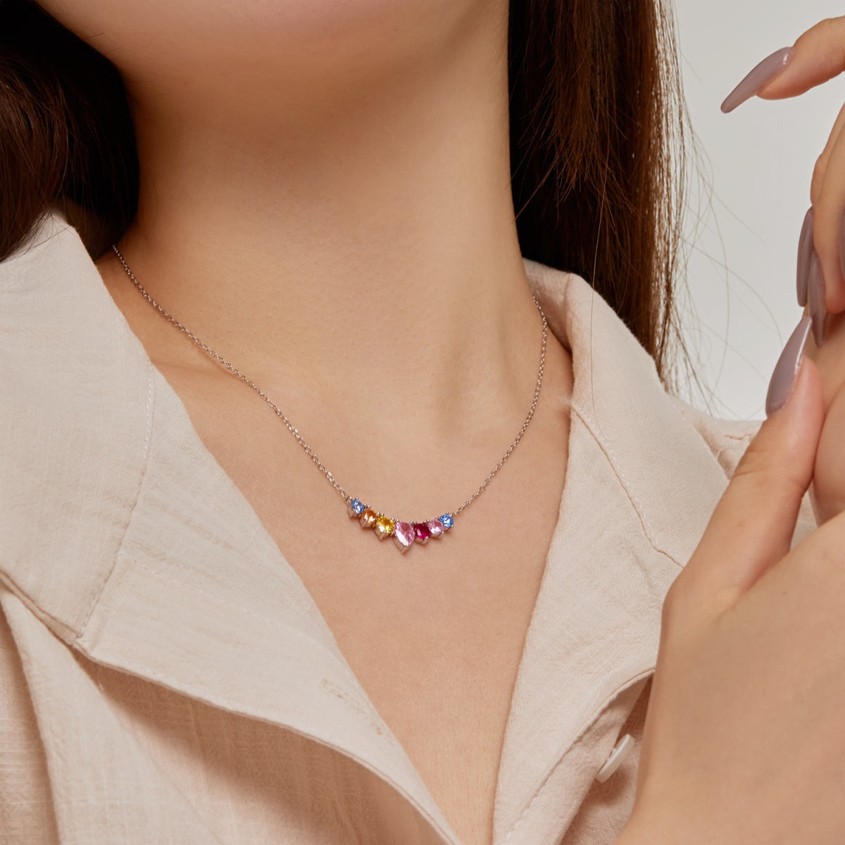 [LuckyStar]Dainty Colorful Heart Necklace