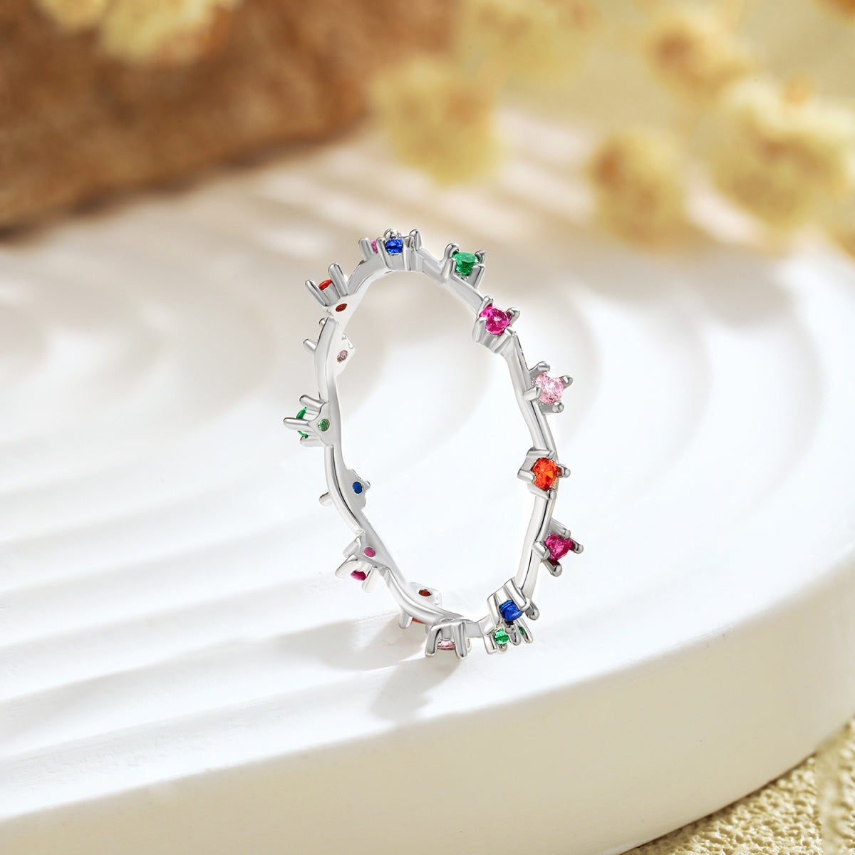 [LuckyStar]Radiant Colorful Round Cut Daily Ring