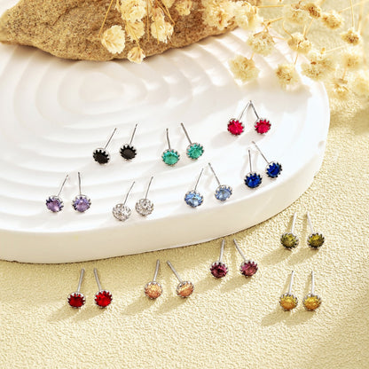 [LuckyStar]Sparkling Colorful Round Shape Earrings