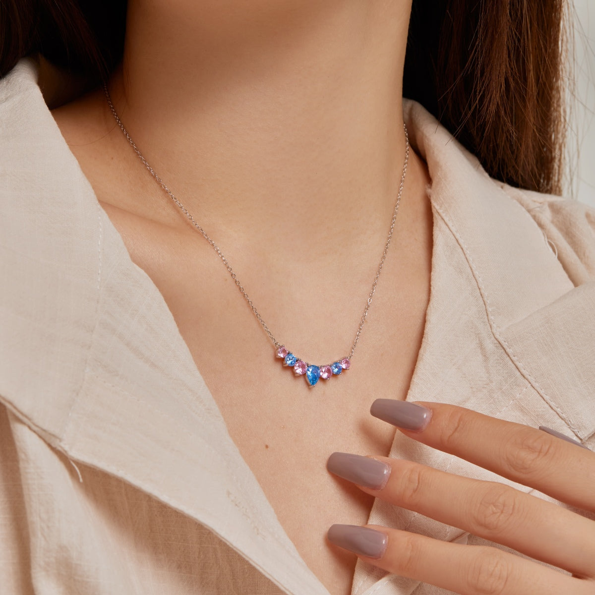 [LuckyStar]Dainty Colorful Heart Necklace