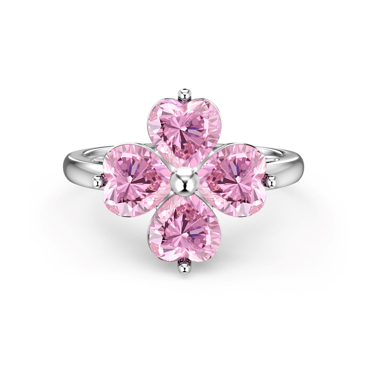 [LuckyStar]Heart-shaped Four-Leaf Clover Ball Ring