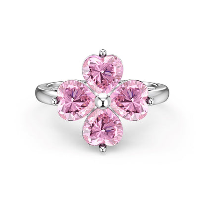 [LuckyStar]Heart-shaped Four-Leaf Clover Ball Ring