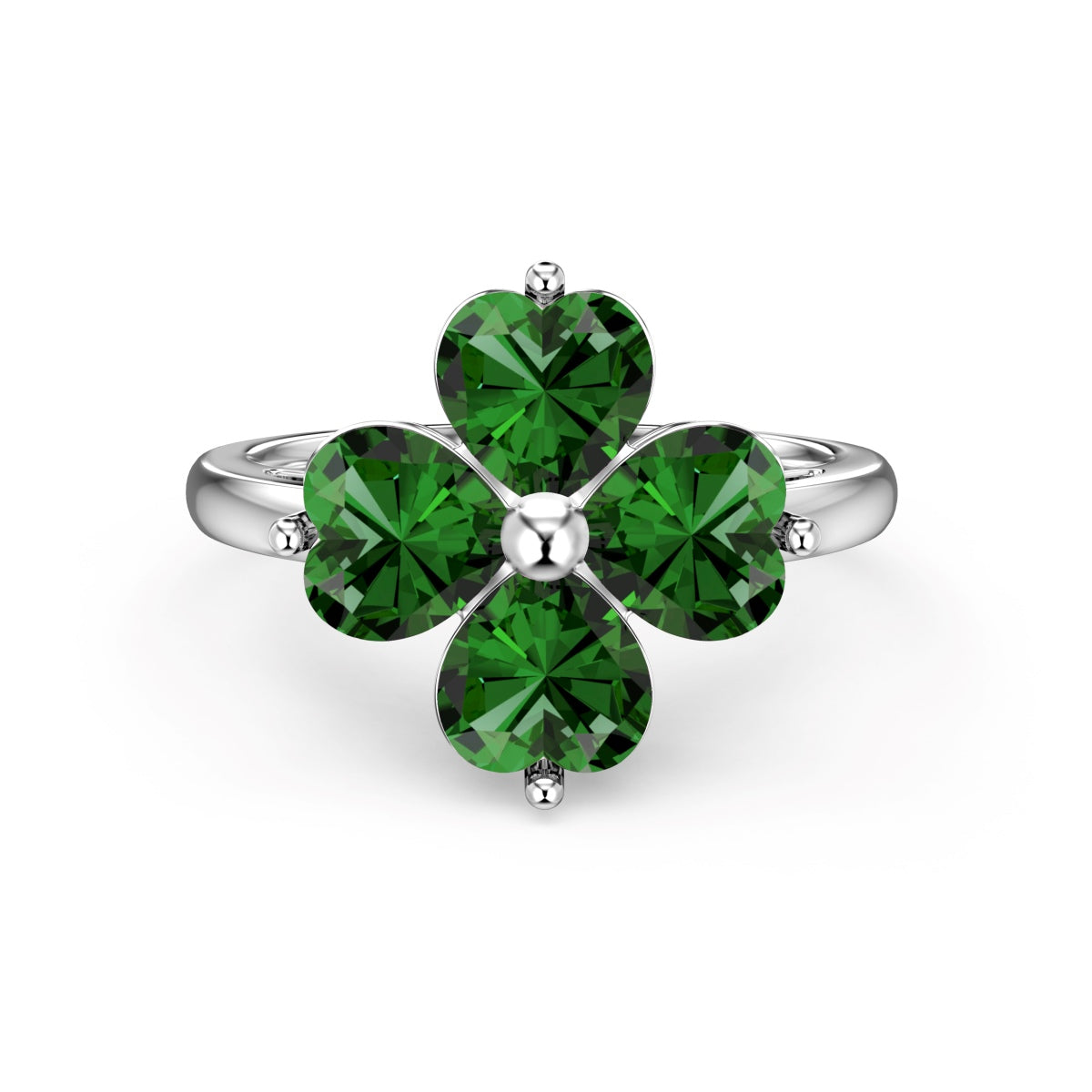 [LuckyStar]Heart-shaped Four-Leaf Clover Ball Ring