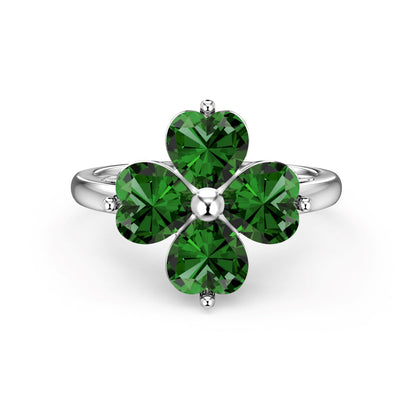 [LuckyStar]Heart-shaped Four-Leaf Clover Ball Ring