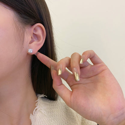 [LuckyStar]Classic Round Center Stone Stud Earrings