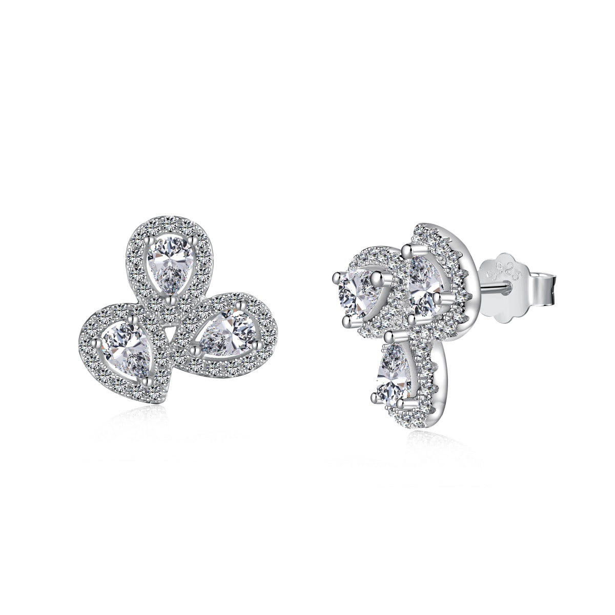 [LuckyStar]Ornate Flower Shape Pear Cut Lover Earrings