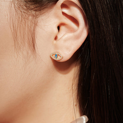 [LuckyStar]Blue Devil Eyes Hollow Stud Earrings