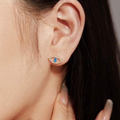 [LuckyStar]Blue Devil Eyes Hollow Stud Earrings