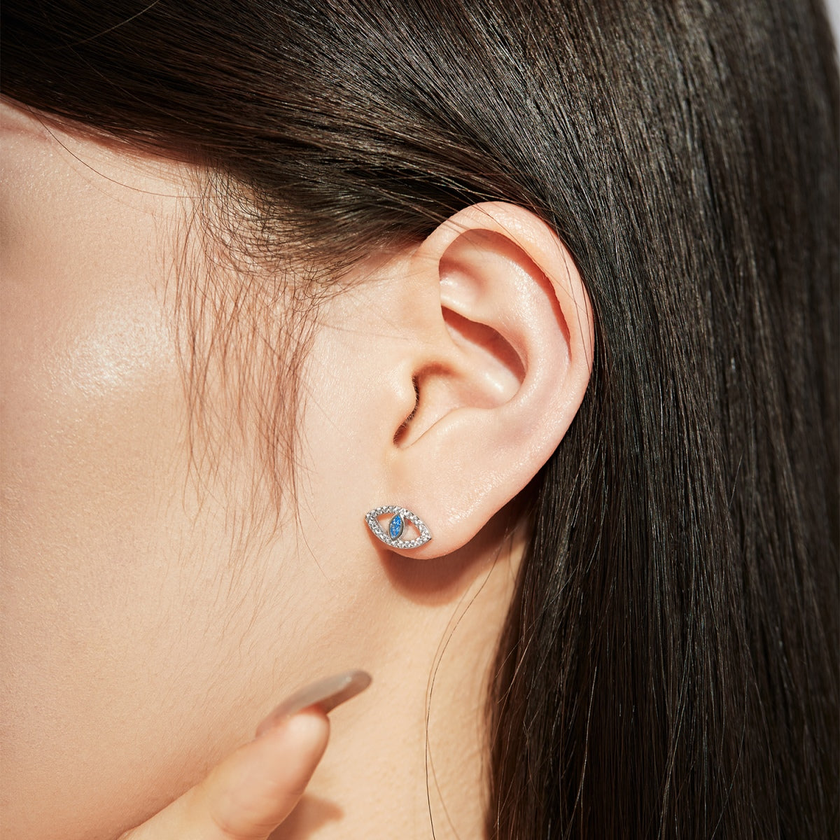 [LuckyStar]Blue Devil Eyes Hollow Stud Earrings