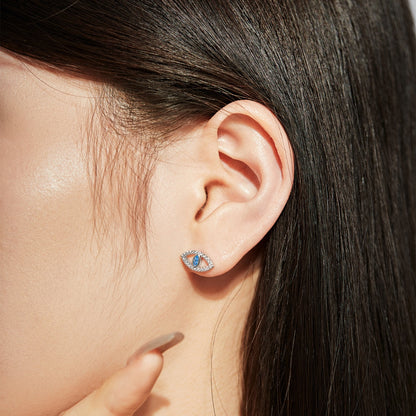 [LuckyStar]Blue Devil Eyes Hollow Stud Earrings