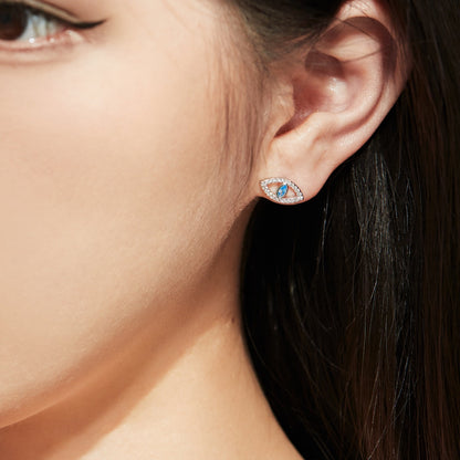 [LuckyStar]Blue Devil Eyes Hollow Stud Earrings