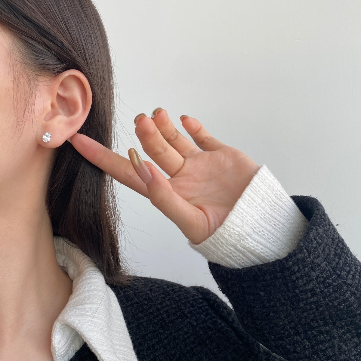 [LuckyStar]Oval Classic Dignified Elegant Earrings