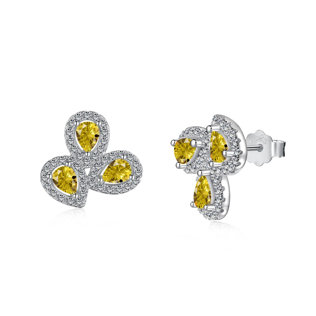 [LuckyStar]Ornate Flower Shape Pear Cut Lover Earrings