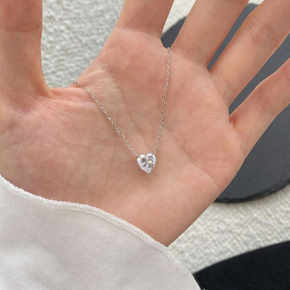 [LuckyStar]Heart Shape Main Stone Pendant Collarbone Necklace