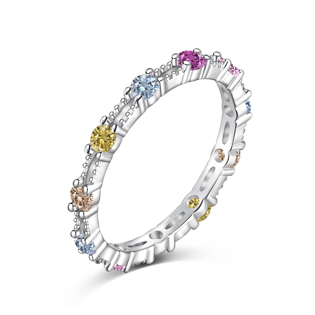 [LuckyStar]Sparkling Colorful Round Cut Tennis Ring