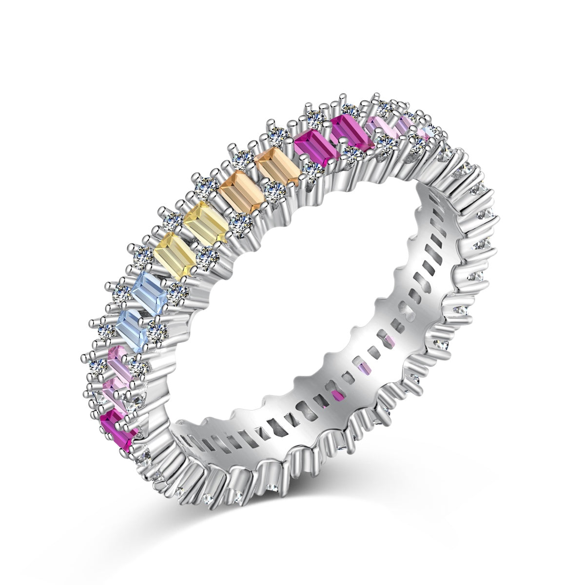[LuckyStar]Splashy Ornate Emerald Cut Cocktail Ring
