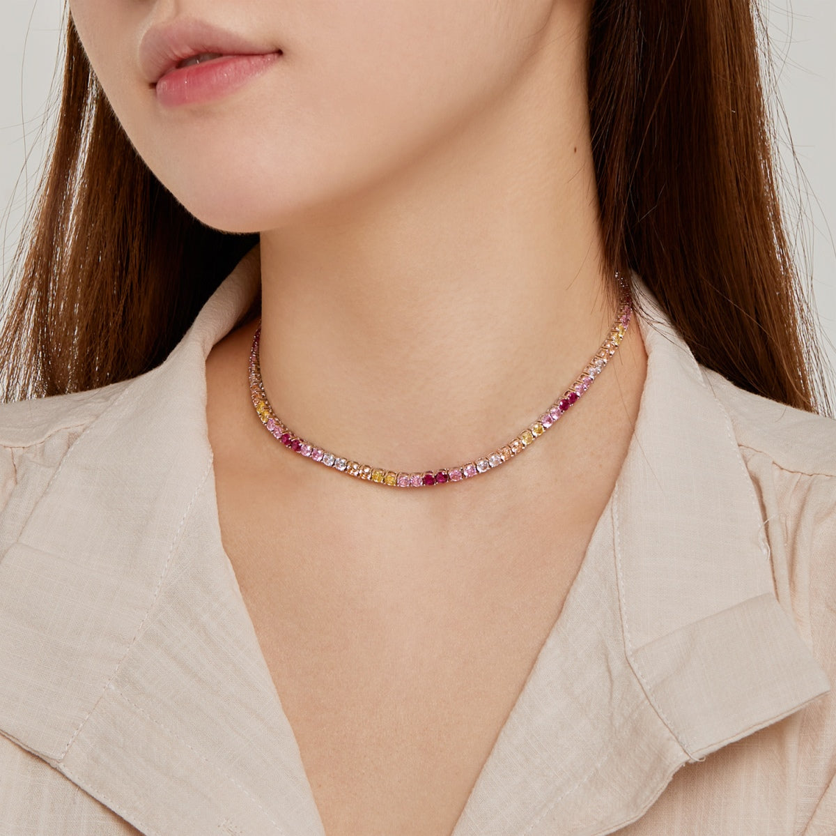 [LuckyStar]Delicate Colorful Tennis Necklace
