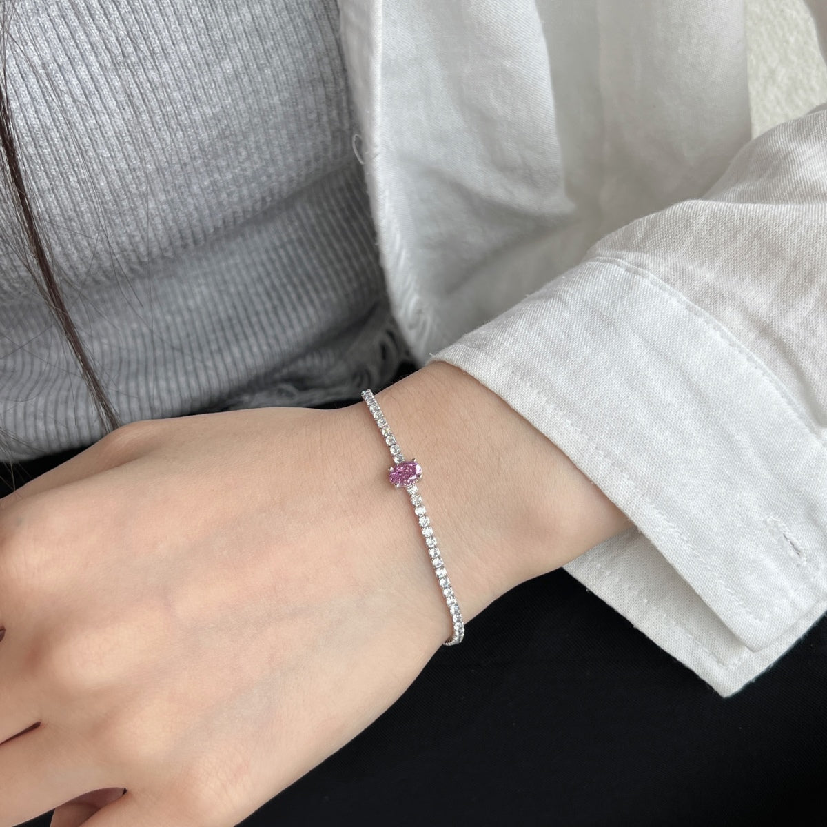 [LuckyStar]0.75 Carat Exquisite Oval Cut Daily Bracelet