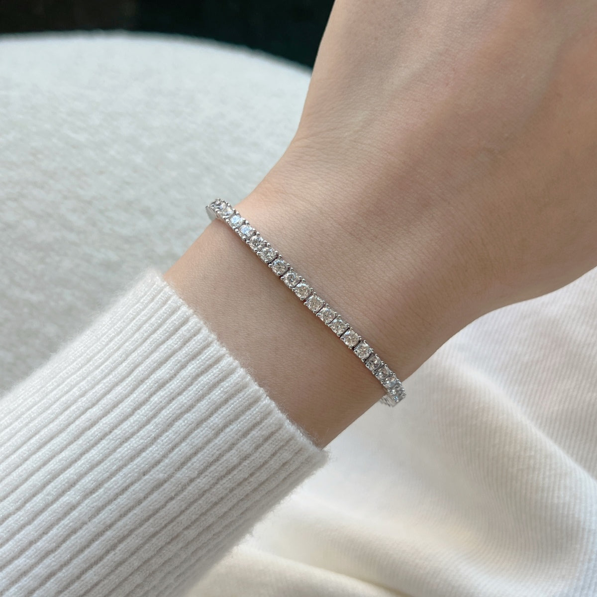 [LuckyStar]Dainty Charming Round Cut Tennis Bracelet