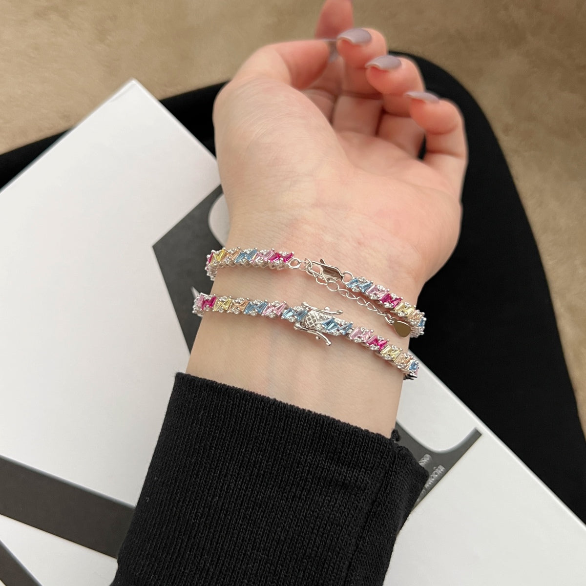 [LuckyStar]Ornate Sparkling Multi Cut Party Bracelet