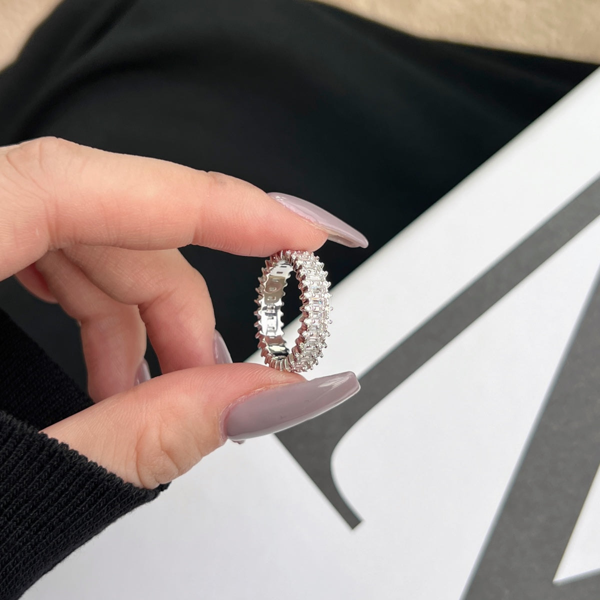 [LuckyStar]Splashy Ornate Emerald Cut Cocktail Ring