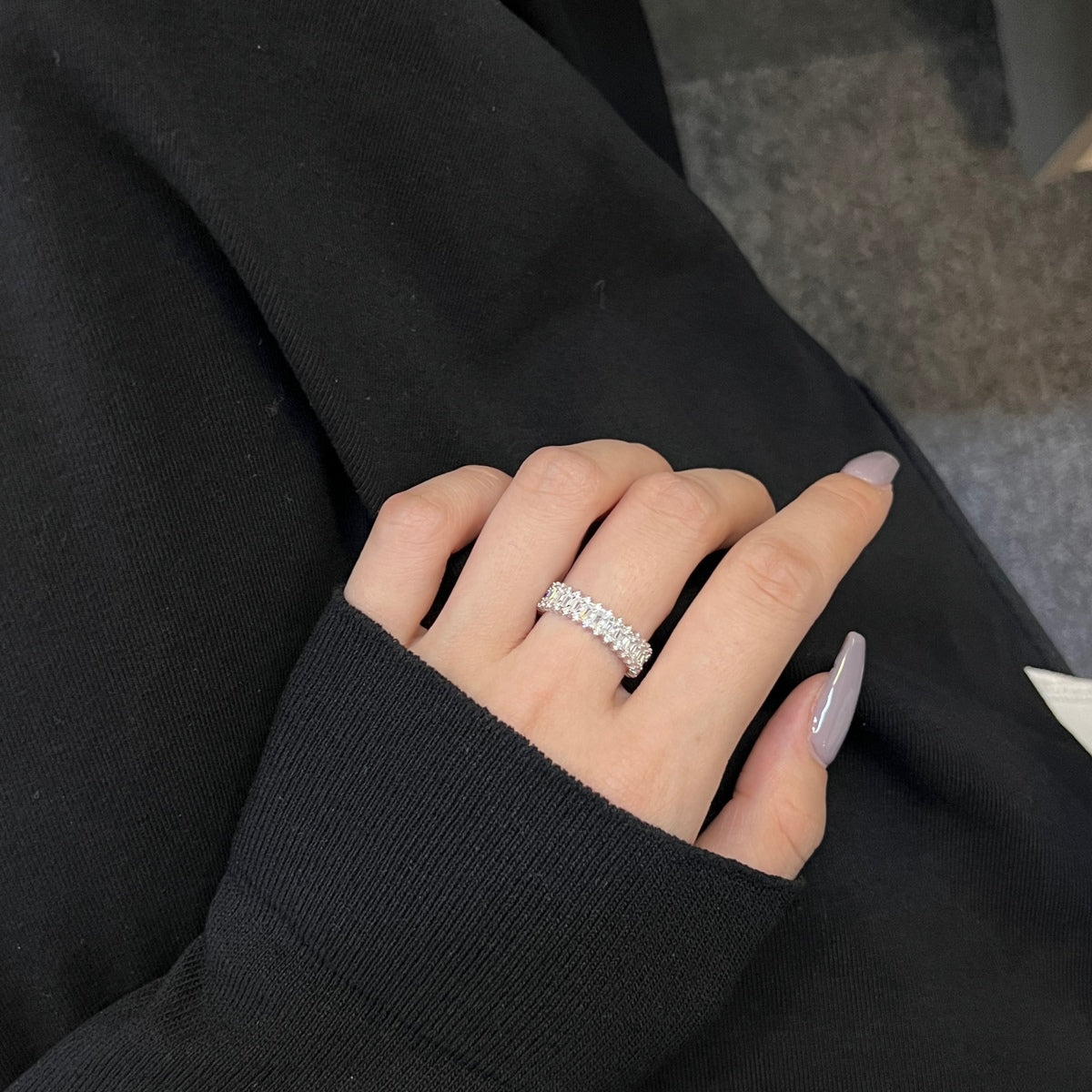 [LuckyStar]Splashy Ornate Emerald Cut Cocktail Ring
