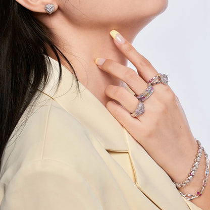 [LuckyStar]Delicate Ebullient Heart Shape Wedding Ring