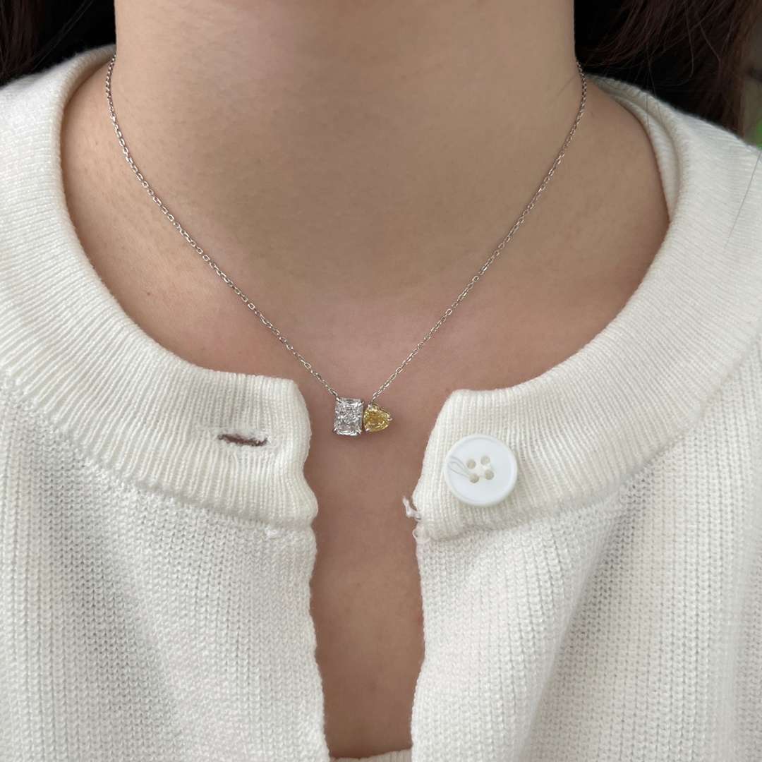 [LuckyStar]Dazzling Square & Heart Shape Necklace