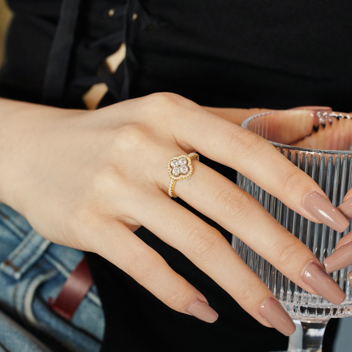 [LuckyStar]Four Leaf Clover Flower Design Ring